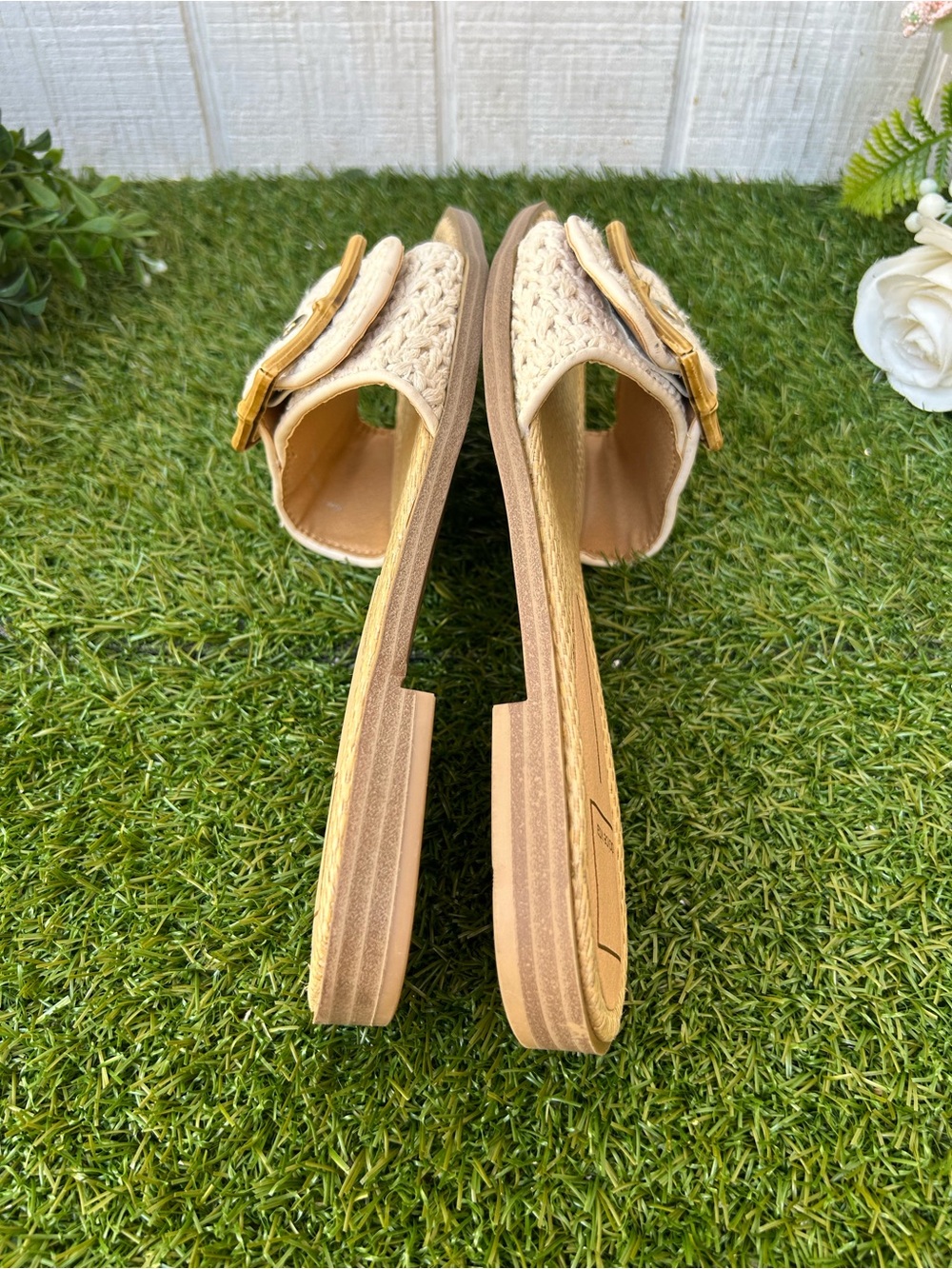 Dolce vita Woven decorative bamboo Buckle Slide Sandals in Cream size 7 new - Picture 9 of 11
